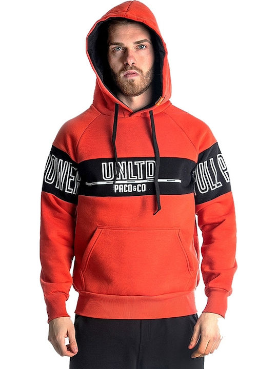 Paco & Co 95312 Men's Sweatshirt with Hood and Pockets Red