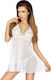 Passion Janet Chemise & Thong Σετ Sexy Babydoll White
