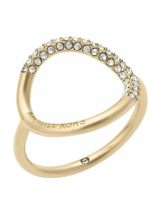Michael Kors Women's Gold Plated Steel Ring with Stone
