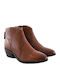 MXDA0065W Leather Women's Ankle Boots with Medium Heel Brown
