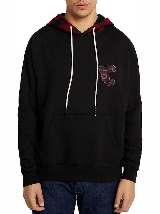 Pinion Check Box Sweatshirt mit Kapuze Schwarz