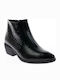 Bacali Collection 19401 Leather Women's Ankle Boots with Medium Heel Black