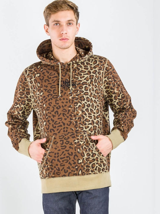 HUF Panthera Herren Sweatshirt mit Kapuze und Taschen Braun