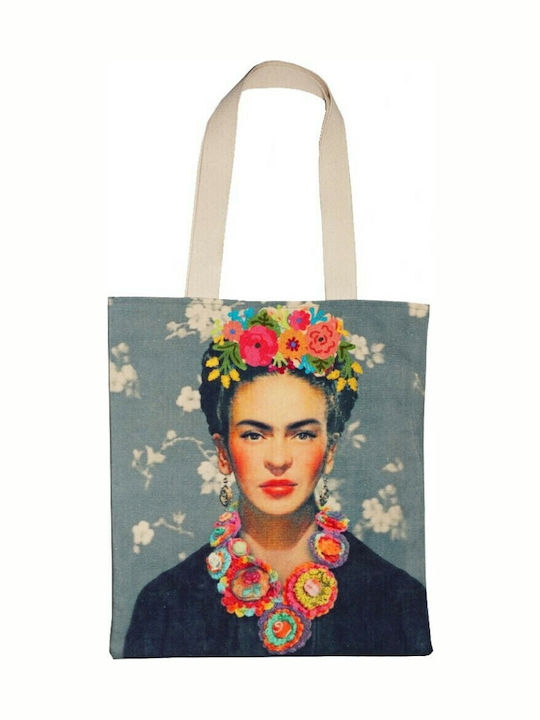Synchronia Frida Kahlo Cotton Shopping Bag in Gray color