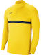 Nike Academy Soccer Drill Ανδρική Μπλούζα Dri-Fit με Φερμουάρ Μακρυμάνικη Κίτρινη