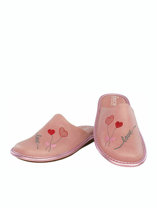 Castor Anatomic 1132 Leather Women's Slipper In Pink Colour