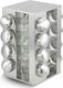 Edenberg Glass Tabletop Rotating Spice Rack Silver 16pcs