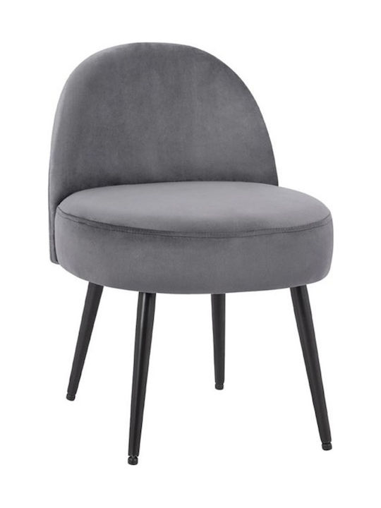 Stool For Living Room with Backrest Upholstered with Velvet Yasmine Gray 47x43x63.5cm