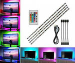 LED Strip Power Supply USB (5V) RGB Length 4x50cm and 60 LEDs per Meter with Remote Control SMD5050