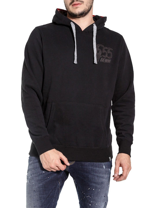 Garage Fifty5 GAM002-21106 Men's Sweatshirt with Hood and Pockets Black GAM002-211-06