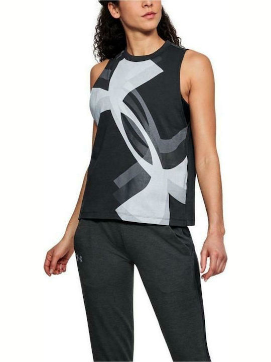 Under Armour Overlay Damen Sportlich Bluse Ärmellos Schwarz