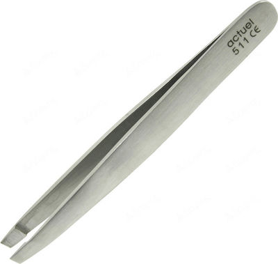 Dafnis Eyebrow Tweezer with Curved Tip Silver 1pcs