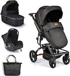 Cangaroo Ellada 3 in 1 Adjustable 3 in 1 Baby Stroller Suitable for Newborn Black 15kg