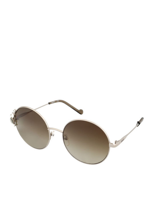 Liu Jo Women's Sunglasses with Silver Metal Frame and Brown Lens