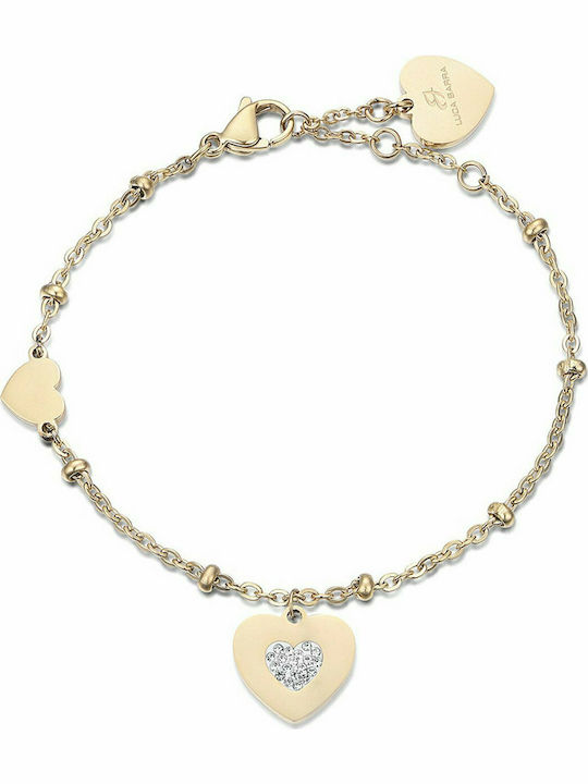 Luca Barra Bracelet with design Heart made of Steel Gold Plated