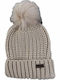 Barbour Saltburn Pom Pom Beanie Frauen Beanie mit Rippstrick in Ecru Farbe