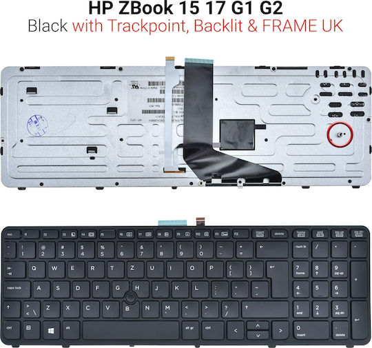 HP Laptop Keyboard for Zbook 15 17 G1 G2 with Backlit and English (UK) Layout in Black Color K446