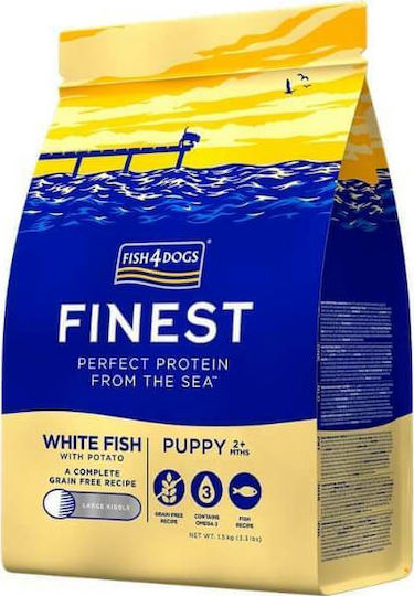 Fish4Dogs Finest Ocean White Puppy Large Kibble 6kg Dry Food Grain-Free for Medium & Large Breed Puppies with Fish