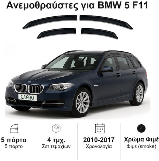Heko Satz Windabweiser Vordere und Hintere Dark Fime für BMW Serie 5 4Stück