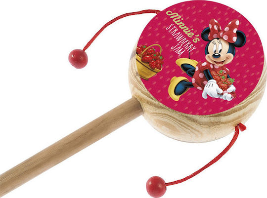 Подарък За Кръщене С Играчка Тъпан Minnie Ягоди От Дърво 20см НА148