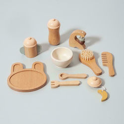 Petit Monkey Hölzernes Baby-Pflegeset aus Holz