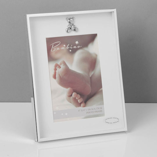 Bambino Mio Bärchen Kinder Fotorahmen Versilbert Weiß 10x15cm