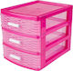 Viosarp Plastic Desktop Drawer 3 Number of Spit 18x20x25cm Pink St-038