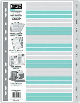 Skag Separatoare de Plastic pentru Documente A4 cu Găuri 12buc Economy Lunar Ian-Dec