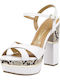 Vizzano Platform Women's Sandals 6282-509 White with Chunky High Heel 6282.509