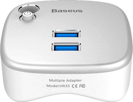 Baseus USB 3.0 Хъб 2 порта с връзка USB-A Сребрист