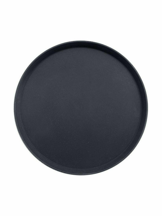 Plastic Rotund Tavă de Servire Antiderapant în Culoare Negru 36x36cm 1buc