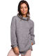 BeWear BK047 Women's Knitting Tunic Dress Turtleneck Long Sleeve Gray