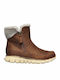 Synergy Collab Leather Women's Ankle Boots Platform & Fur Brown