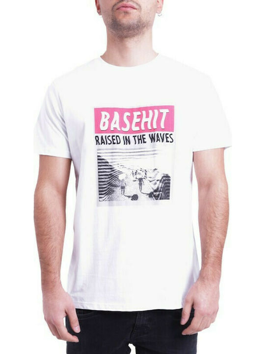 Basehit T-shirt Bărbătesc cu Mânecă Scurtă Alb