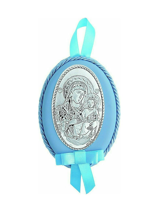 Prince Silvero Heilige Ikone Kinder Amulett mit der Jungfrau Maria Blue aus Silber MA-D516-LC