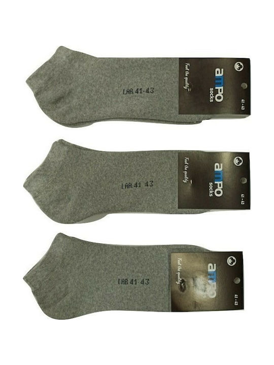 Ampo Socks 301 Μονόχρωμες Κάλτσες Γκρι 3Pack