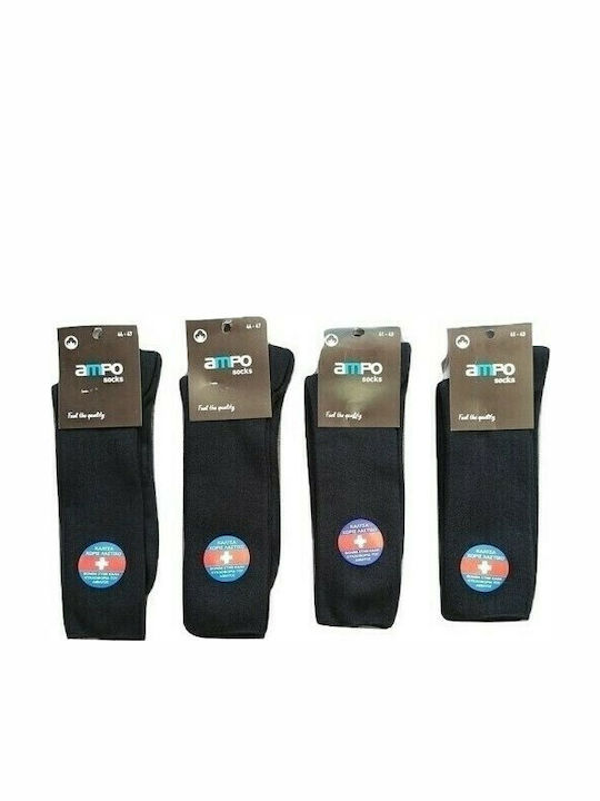 Ampo Socks 400 Ανδρικές Μονόχρωμες Κάλτσες Μαύρες 4Pack