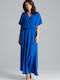 Lenitif L055 Maxi Evening Dress Wrap Blue