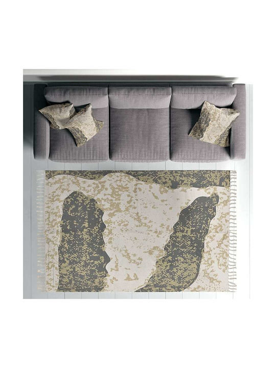 Inart Rug Rectangular Cotton with Fringes Beige