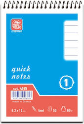 Typotrust Quick Notes No1 Notebook Block Spiral 50 Sheets A6 Ruled Blue