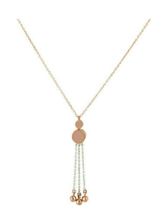 9K pink gold necklace with white gold details (KO000739) 11728