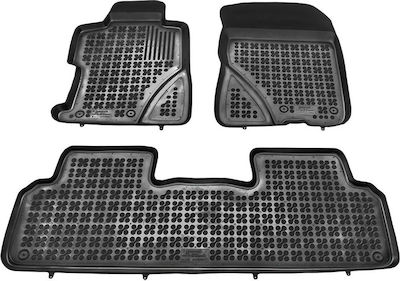 Rezaw Plast Set of Front and Rear Mats Tray Type 3pcs from Rubber for Honda Civic Black