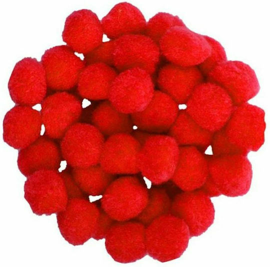 I-Mondi Pom Pom Handwerk Rot mit Durchmesser 25mm Set 50Stück