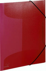 Typotrust Φάκελος Διαφανής με Λάστιχο και Αυτιά για Χαρτί A4 Κόκκινο Μπορντώ 23x32cm