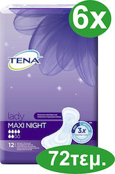 Tena Lady Night Maxi Женски Инконтинентни Подложки Увеличена Потока 6 Капки 72бр