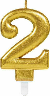 Amscan Birthday Candle Number "2" in Gold Color 9901774