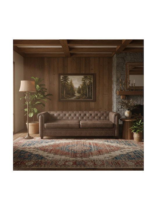 Chesterfield-W Триместен Диван Текстил Антично кафяво 219x82x73см.