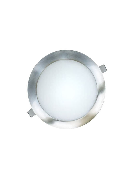 Atman Rotund Metalic Spot Încorporat cu LED Integrat și Lumină Alb Rece 6W Argint 12x12cm.