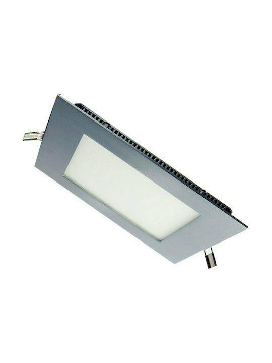 Atman Square Metallic Recessed Spot with Integrated LED and Cool White Light 3W Silver 8.5x8.5cm. 1pcs