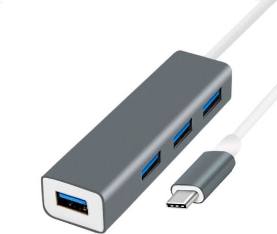 Logic Crystal Logic G-34U Hub 4 Θυρών USB 3.0 με σύνδεση USB-C Ασημί